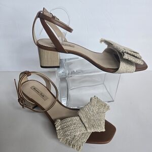 Massimo Dutti Sandals, Brown and Cream Women's Sandals.Size 37 - 7 USA